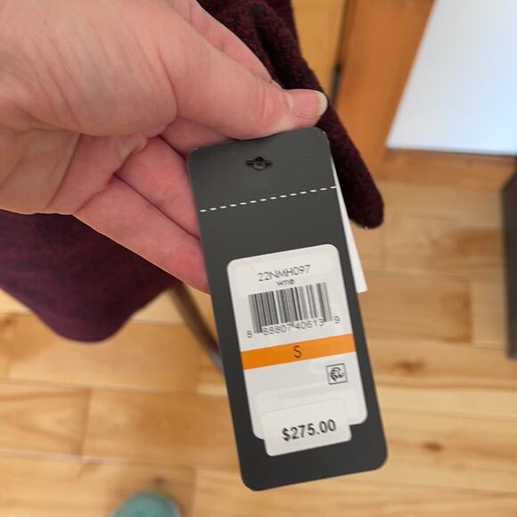 Wine Military Coat Gold Buttons Asymmetrical Foldover Collar Small NWT - Picture 10 of 14